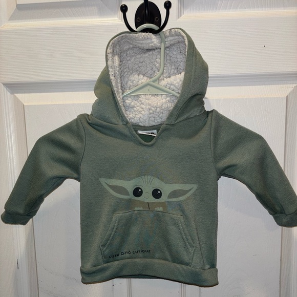 Star Wars Other - STAR WARS Hooded with ears Graphic Sweatshirt- Grogu “cute and curious” 18M